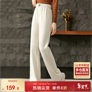 尚都比拉黑色顯瘦直筒休閑褲女秋冬慵懶風(fēng)氣質(zhì)高級感針織褲子 云霜 L 