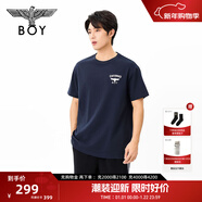 BOY LONDON【小logo】春夏情侶款簡(jiǎn)約休閑雙色針織短袖T恤N01916 藏青色N01900 XS