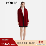 PORTS女裝秋冬新款簡(jiǎn)約呢大衣 紅色 XS