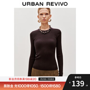 UR2025秋季新款女裝簡(jiǎn)約休閑純色百搭螺紋針織衫UWB950010 深紅棕 XL