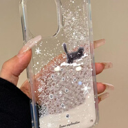 淘精卡通可愛(ài)冬日踏雪尋貓適用iPhone17promax手機殼蘋(píng)果16新款15女14 踏雪尋貓【透明雪花流沙殼】 蘋(píng)果6S