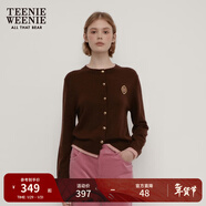 Teenie Weenie小熊秋季綿羊毛軟糯毛針織開(kāi)衫簡(jiǎn)約通勤毛衣外套女裝 棕色 L (170)