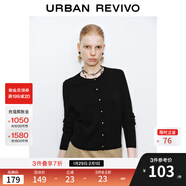 UR2026春季新款女裝休閑琥珀流光風(fēng)紐扣針織開(kāi)衫UWB950006 黑色 L