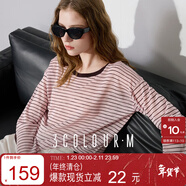 三彩2025夏季新款寬松條紋長(cháng)袖針織衫罩衫空調衫輕薄套頭毛衫M