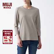 MUJI MUJI 女式 印度棉天竺編織 七分袖T恤 BBK01A1S 銀灰色 M