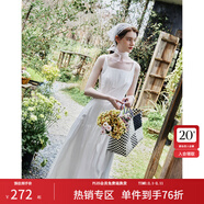 范思藍恩腰精裙系列 白色無(wú)袖吊帶連衣裙女夏法式領(lǐng)證小白裙2048 象牙白 XS