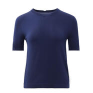 GIRDEAR/哥弟100%綿羊毛早春新款小眾高級感短袖百搭針織衫138095 深藍色 2 均碼