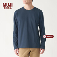 MUJI MUJI 男式 印度棉天竺編織 圓領(lǐng)長(cháng)袖T恤 ABC01A0S 深海軍藍 XS