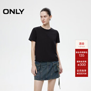 ONLY2025秋季新款簡(jiǎn)約舒適基礎純色圓領(lǐng)正肩短袖T恤女|125101058 H1Z 黑色 S (160) 80A