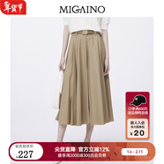 曼婭奴（MIGAINO）高腰半身裙女2025春夏新款氣質(zhì)中長(cháng)款裙子MO12EB003 卡其 L 165/70A