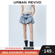 UR2025夏季新款女裝休閑復古減齡花苞牛仔半裙UYL850078 藍色 (偏短) XXS