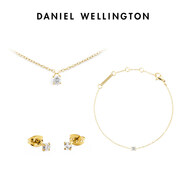 DW【新品】DW項鏈流光項鏈女款鋯石項鏈感輕奢小眾典雅金色素鏈 典雅金(手錬+項鏈+耳針)