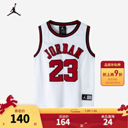 NIKE JORDAN耐克童裝男女童籃球運動(dòng)背心夏季兒童透氣網(wǎng)眼T恤 純白色 140 /64 【建議身高128-140cm】
