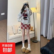 灰色格子半身裙女秋季2025新款高腰小個(gè)子a字修身包臀裙毛呢短裙 紅色 M