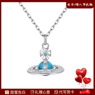 Vivanne Werkend西太后項鏈飛碟ORB系列鎖骨鏈女土星吊墜毛衣鏈送女友情人節禮物 西太后ORB系列-湖藍色星球項鏈