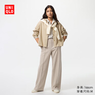 優(yōu)衣庫女裝絨面針織寬腿褲/闊腿褲褲子479284 31 米色 3XL /170/92B