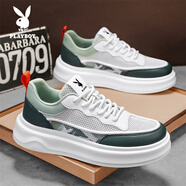 花花公子男鞋2026春夏季新款透氣網(wǎng)面運動(dòng)板鞋子男款耐磨休閑鞋老爹鞋男 白綠  PL250122961 39 男款