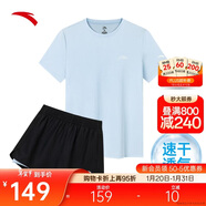 安踏速干套裝丨運動(dòng)短袖短褲兩件套女夏季冰絲跑步吸濕透氣羽毛球服
