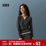 森馬（Semir）森馬毛衣女短款假兩件含羊毛針織衫24冬新款保暖內搭109724107015