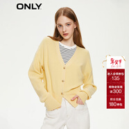 ONLY秋季休閑氣質(zhì)甜美V領(lǐng)短款開(kāi)衫針織衫女|12433B012 B07 奶油黃色 XS (155) 76A