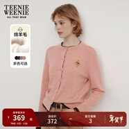 Teenie Weenie小熊秋季綿羊毛軟糯毛針織開(kāi)衫簡(jiǎn)約通勤毛衣外套女裝 粉色 XS (155)