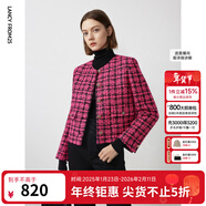 朗姿法式復古圓領(lǐng)外套高級感氣質(zhì)女秋季新款長(cháng)袖通勤短外套 艷桃紅色 XL