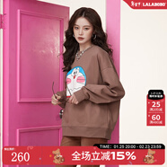 拉拉波波哆啦A夢(mèng)新款設計感減齡薄衛衣女圓領(lǐng)寬松顯瘦高級上衣ABCD-WSTS18 咖色 L