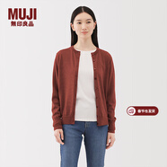 MUJI 女式羊毛可水洗高針距圓領(lǐng)開(kāi)衫 毛衣針織衫女裝上衣外套冬季 深橙色 L （165/88A）