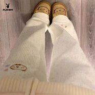 花花公子（PLAYBOY）刺繡小熊涂鴉彩點(diǎn)燈芯絨日系軟妹闊腳褲女秋冬加絨寬松高腰直筒褲 官方旗艦米白色701#加絨1 【高品質(zhì)不起球】 加厚 S
