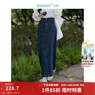 茵曼（INMAN）翻袖設計感牛仔短外套寬松休閑小個(gè)子夾克上衣 深牛仔藍半身裙--18438189 M