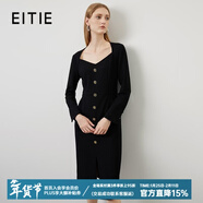 愛(ài)特愛(ài)（EITIE）時(shí)尚性感大氣桃心領(lǐng)修身通勤連衣裙秋季新款一步裙C2207016 黑20 L 165