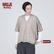 MUJI女式 羊毛 可水洗 高針距 斗篷毛衣 V領(lǐng)針織衫冬季女款 BA1NAA3A 燕麥色 M（160/84A）