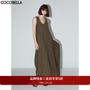 COCOBELLA設計感花苞無(wú)袖連衣裙不規則裙擺紙片人背心裙FR7058 茶褐色 S