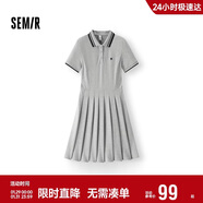 森馬（Semir）連衣裙女夏季撞色polo領(lǐng)短裙字母運動(dòng)風(fēng)學(xué)院風(fēng)百褶裙101325114051