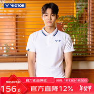 威克多（VICTOR）羽球俱樂(lè )部系列 羽毛球服 透氣有彈力男女款針織運動(dòng)短袖短褲短裙 POLO衫S-5504VBC/A漂白 L