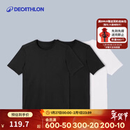 迪卡儂（DECATHLON）速干t恤男夏訓練休閑寬松透氣健身跑步速干衣短袖MSJT 2黑1白三件套 M （歐碼偏大）