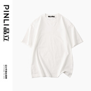 品立（PINLI）T恤男短袖100%純棉休閑打底衫純色圓領(lǐng)男士半袖體恤上衣 白色 3XL 190
