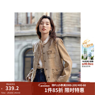 茵曼（INMAN）法式小香風(fēng)短外套冬季女長(cháng)袖洋氣小個(gè)子休閑夾克上衣 淺駝色 M