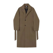 阿XIAN冬季韓版過(guò)膝風(fēng)衣寬松復古加厚呢子外套毛呢衣 咖啡色 XL XL模尺碼