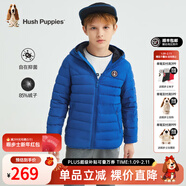 暇步士（Hush Puppies）【仙護盾】童裝兒童男女大童冬季新款保暖舒適休閑羽絨服 寶藍 110 【充絨量41g】