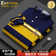 東方駱駝（EASTERN CAMEL）奢華高端條紋長(cháng)袖t恤男士Polo衫抗皺純棉打底衫中年商務(wù)休閑體恤 黃色【2891款】 M