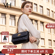 VANESSA HOGAN VH女包茵然軟包輕奢菱格鏈條斜挎腋下包單肩包情人節禮物送女友 黑色