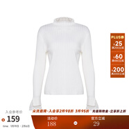 兩三事梵高文藝 青衫 蕾絲拼接半高領(lǐng)打底衫女春季復古修身內搭針織衫 白色 均碼 F