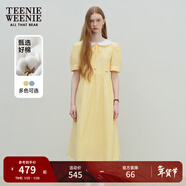 Teenie Weenie小熊女裝簡(jiǎn)約時(shí)尚夏季少女感小清新格紋連衣裙娃娃領(lǐng) 黃色 S