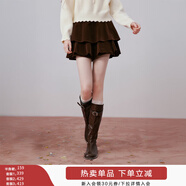 香影絲絨黑色蛋糕短裙女2026春裝新款高腰a字蓬蓬百搭新年半身裙 咖色 半身裙 M 160/64A/95-110斤