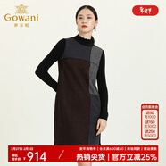 喬萬(wàn)尼秋冬新款藝術(shù)格紋印花花邊立領(lǐng)設計感寬松舒適感連衣裙 蒙德里安幾何圖案 S