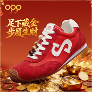 OPP男鞋潮流輕便運動(dòng)鞋子平底休閑鞋時(shí)尚百搭阿甘鞋 P001紅色42