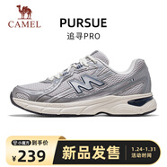 駱駝（CAMEL）追尋pro慢跑鞋男透氣復古休閑運動(dòng)鞋 K16BX5L3069 灰銀/藍 42