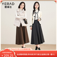 婭麗達格雷系黑色仿毛呢a字半身裙女2025秋季新款顯瘦傘裙灰裙子 灰色 L