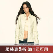 AAISUP美式復古翻領(lǐng)古早長(cháng)袖外套女2025年秋季新款百搭顯瘦短款修身夾克 米白色 L